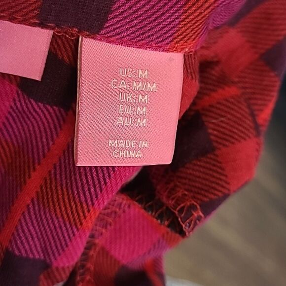 Isaac Mizrahi  sz M berry  pink long pj's  with button front collared top - Picture 6 of 10